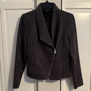 Tahari Faux Suede Carbon Grey Moto Jacket XS NWT